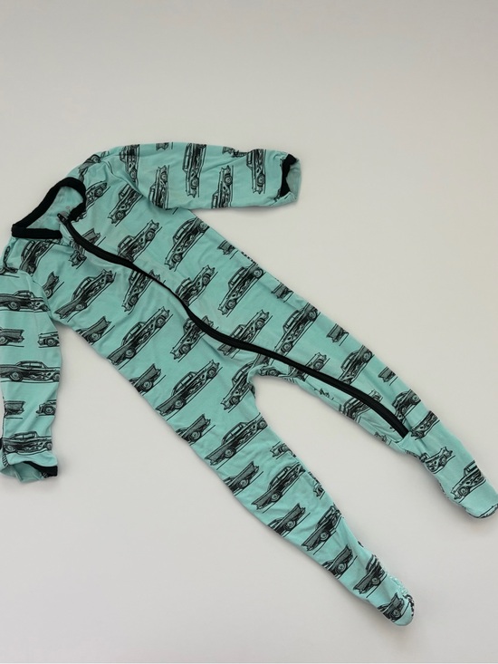 Kickee Pants Other - Kickee Pants 6-9M Mint Green Car-Print Footed One-Piece Pajamas - Kids